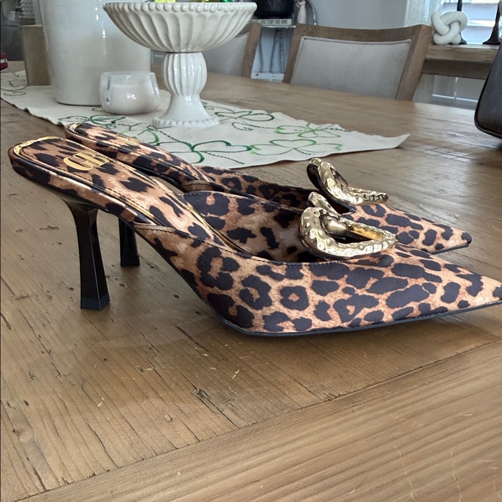 Gianni Bini Animal Print Heels with Heart Accent - Picture 6 of 6